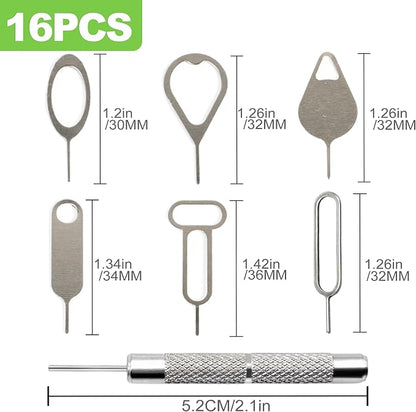 ZukoCert 16 Pieces SIM Card Removal Tool Set, SIM Card Pin, Phone SD Card - Image 2