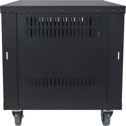 Sound Town 8U Universal Steel Rack, w/Mesh Doors, Locking Casters, Vented Side - Image 4