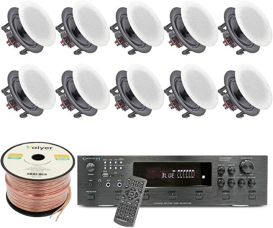 Vaiyer Home Audio System Kit, 6-Channel 6000 Watts Bluetooth Amplifier w/ 5.25" by Vaiyer