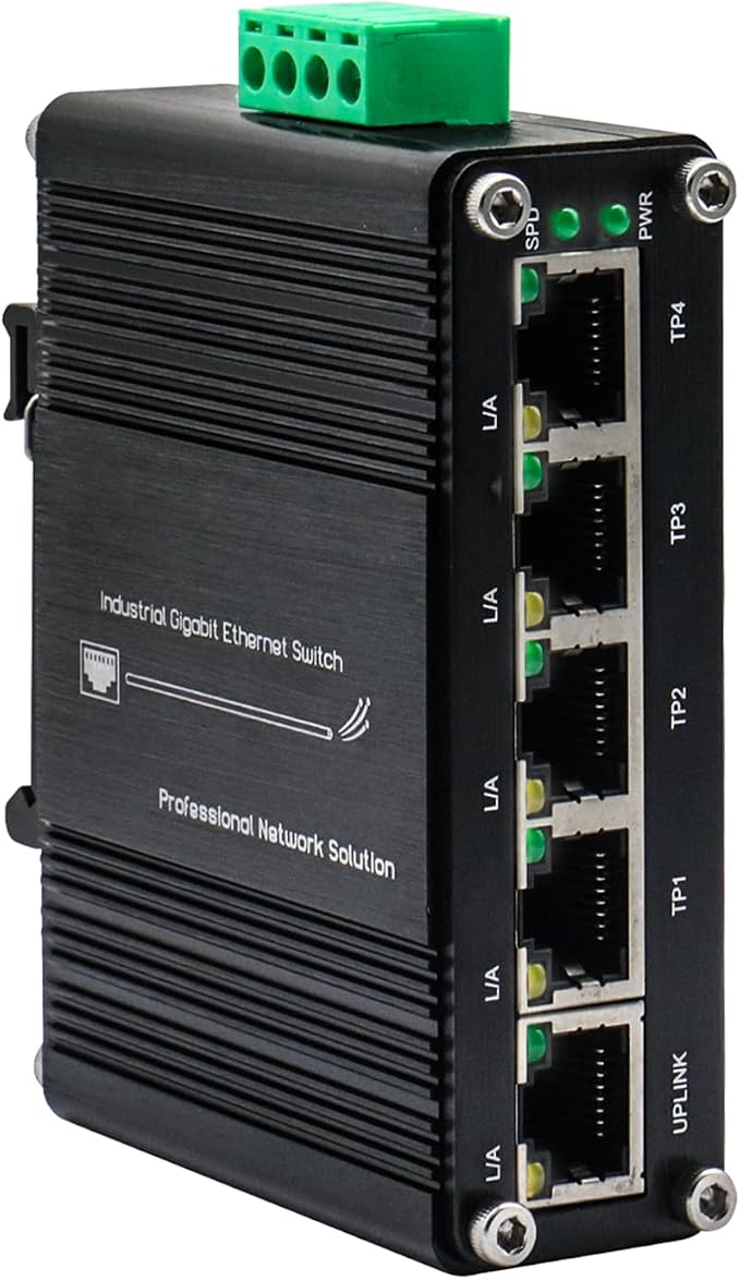 Mini 5 Port Industrial Gigabit Ethernet Switch, Unmanaged Hardened Network by Unknown