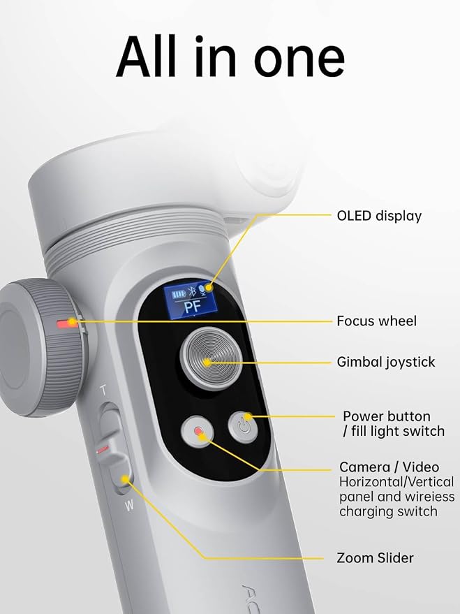 Gimbal Stabilizer for Smartphone, 3-Axis Portable iPhone Gimbal w/OLED Display - Image 6