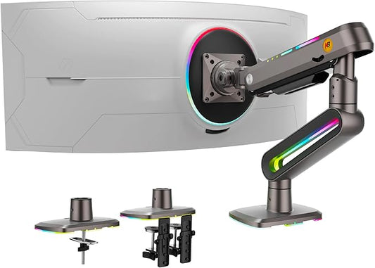 RGB Gaming Monitor-arm for Flat/Ultrawide/Curved Monitors 32 to 60 inch by NBERGONOMIC