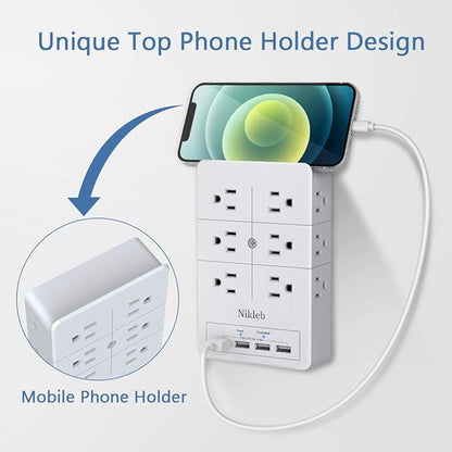 Multi Plug Outlet Surge Protector Nikleb, 12 Electrical Outlets Extender - Image 5