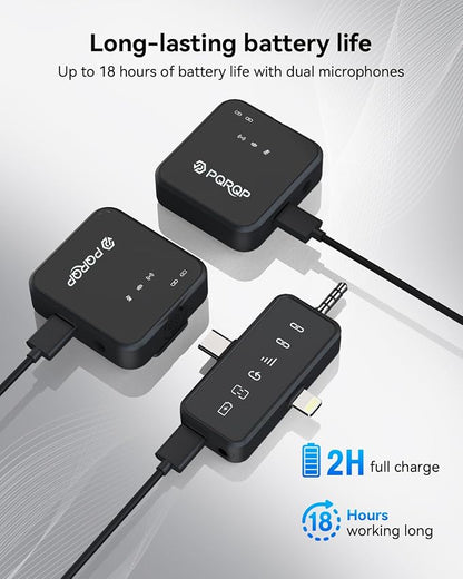 PQRQP 3 in 1 Microphone for iPhone/Android/Camera, Wireless Lavalier Microphone - Image 4