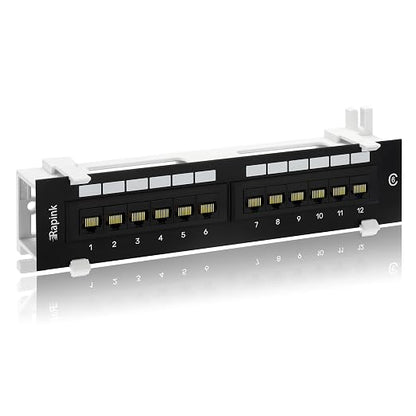 Rapink Patch Panel 12 Port Cat6 10G Support, Network Patch Panel UTP 10-Inch by Rapink