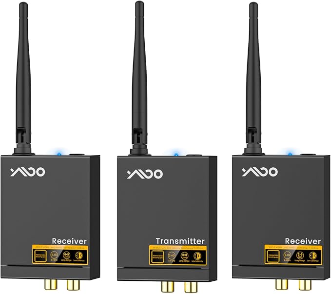 YMOO 3 in 1 2.4Ghz Wireless Audio Transmitter and Receiver, 2 Receivers by YMOO