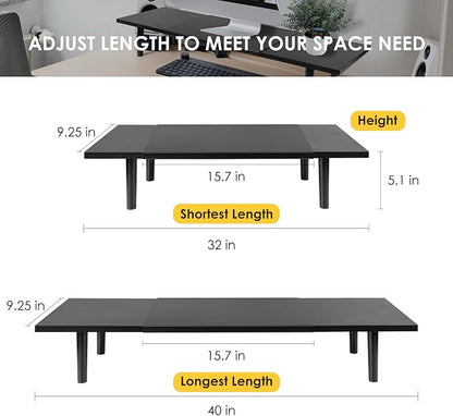 Dual-Monitor-Stand-Riser-For-Desk Adjustable Length 32-40 Inch，Large Desktop - Image 3