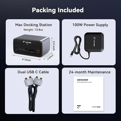 TobenONE MacBook Docking Station Dual 4K@60Hz, 16-in-2 USB C Docking Station - Image 7