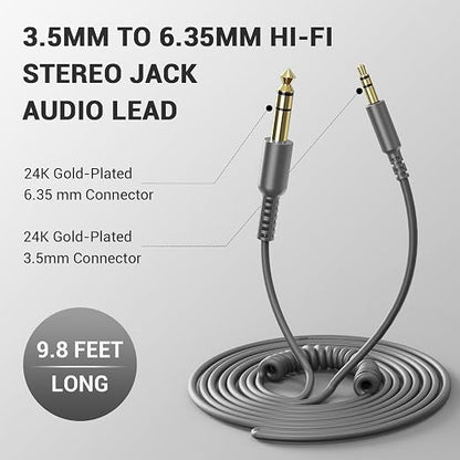 OneOdio 6.35mm to 3.5mm 6.6-9.8FT Stereo Adapter Cable Compatible - Image 3