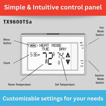 Lux LTX9600TS 7 Day Digital Programmable Thermostat - Image 5