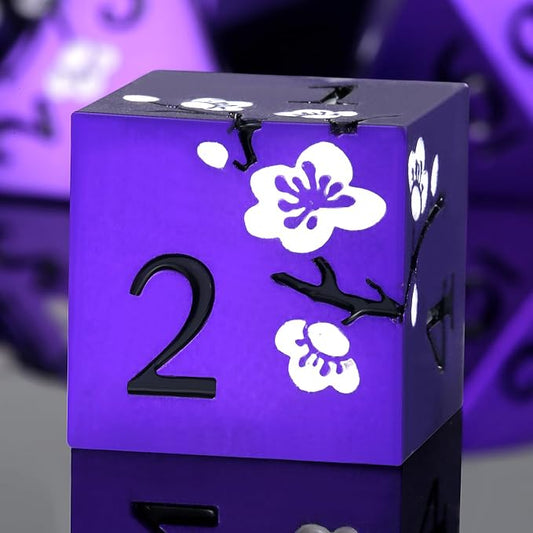 Matt Purple D&D Metal Dice, DNDND 7 PCS Heavy Metallic DND Dice Set by DNDND