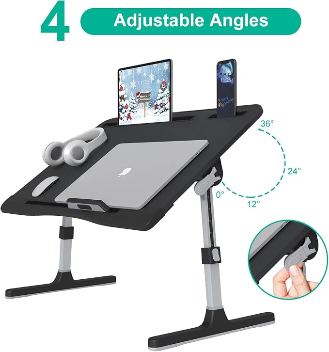 Laptop Bed Tray Desk with Adjustable Heights and Angles, Upgraded-Sturdy - Image 3