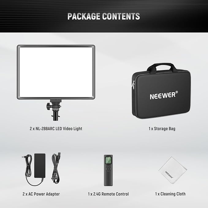 NEEWER NL288 LED Video Light Panel, 45W 4800Lux 3200K-5600K CRI97+ Dimmable Bi - Image 8