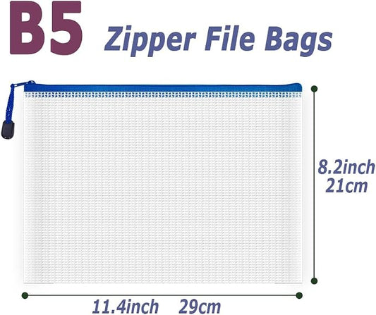 AUSTARK 10 Pcs Zipper File Bags, Waterproof Plastic Mesh Pouch - Image 2