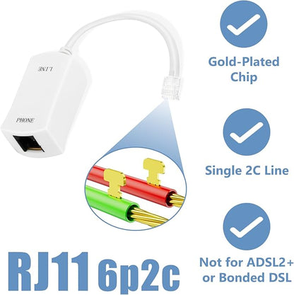 Uvital DSL Filter for Landline Phone, 2 Pack DSL Modem Phone Filter, RJ11 - Image 4