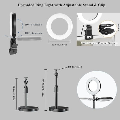 Ring Light with Stand, Desk Ring Light with Clip Upgraded 10W 3000K-6500K - Image 6
