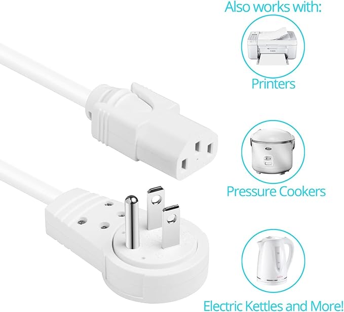 Maximm Monitor Computer Power Cord 10 Ft Flat Plug 360° Rotating PC Cable 3 - Image 2