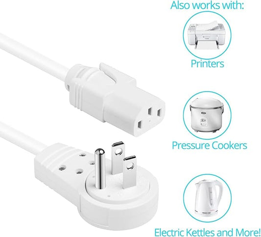 Maximm Monitor Computer Power Cord 10 Ft Flat Plug 360° Rotating PC Cable 3 - Image 2