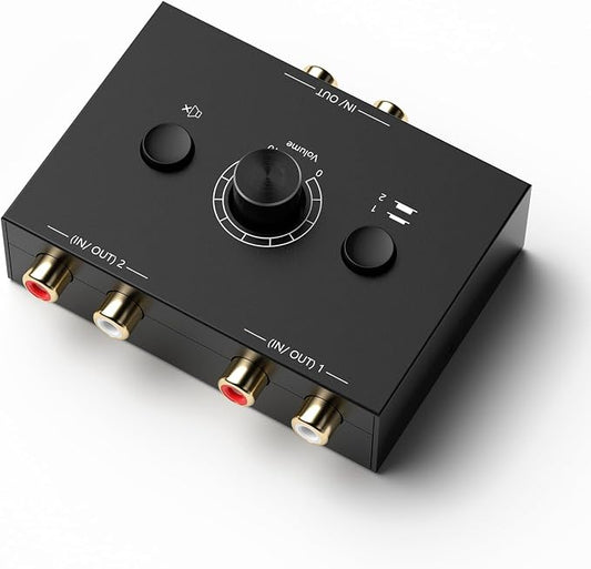 Y.D.F 2-Way Bi-Directional RCA Switch, HiFi AV L/R Sound Channel 1 in 2 Out or by YDF