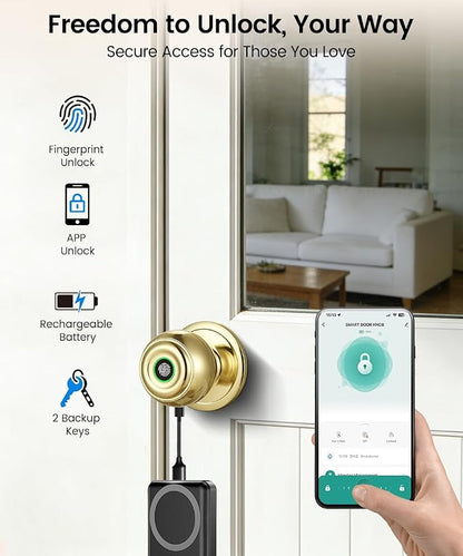 Fingerprint Door Lock, Smart Fingerprint Door Knob - Image 2