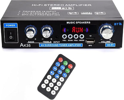 AK35 Stereo Amplifier Home Audio Bluetooth 5.0 Max 200W 2.0 Channel Mini by WOOPKER