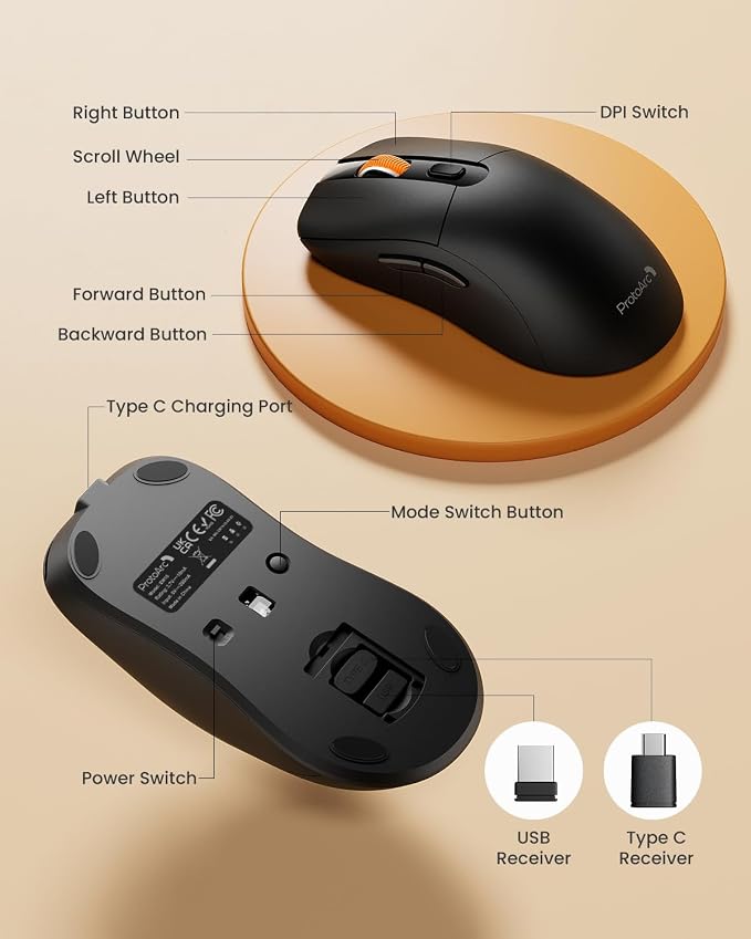 ProtoArc Bluetooth Wireless Mouse, USB C Mouse, EM15 Rechargeable Compact - Image 5