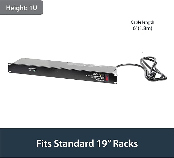 StarTech.com 4U Wall Mount Network Rack & 1U Server Rack Shelf & 8 Outlet - Image 7