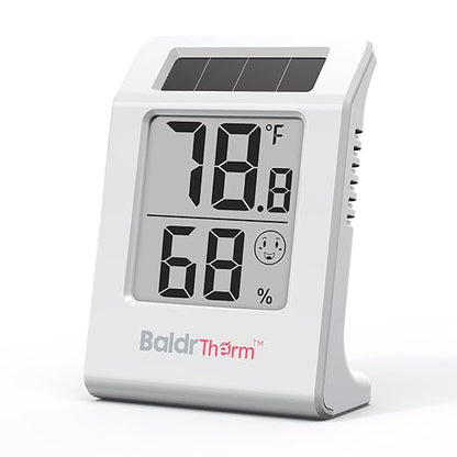 BaldrTherm Humidity Thermometer Meters, Solar-Powered Indoor Temperature Sensor by BaldrTherm