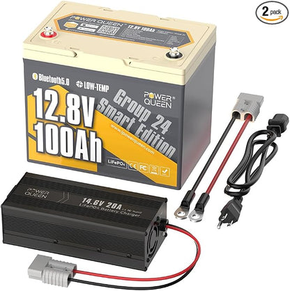 Power Queen Bluetooth 12V 100Ah LiFePO4 Battery by PowerQueen