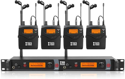 XTUGA RW2080 Wireless in Ear Monitor System 4 Bodypacks UHF IEM System by XTUGA