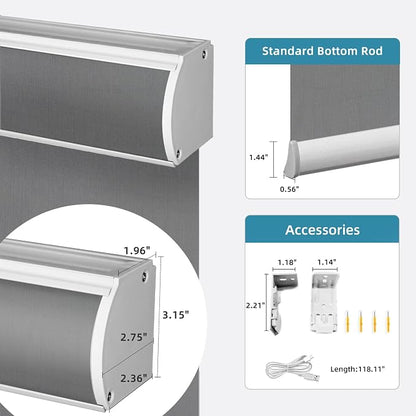 SmartWings Motorized Light Filtering Roller Shades 60% Blackout Work - Image 7