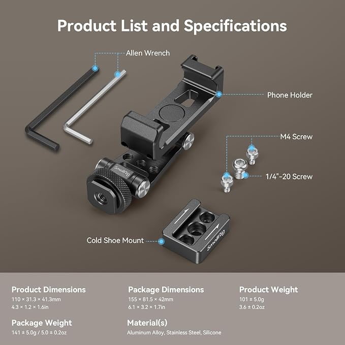 SmallRig Phone Support for DJI Stabilizers, Adjustment Phone Mount Adapter - Image 8