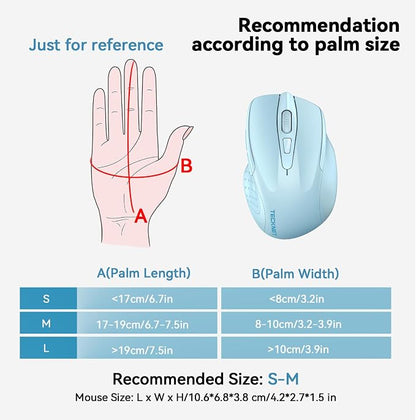 TECKNET Wireless Mouse Rechargeable 4800 DPI Silent USB A & Bluetooth Mouse 6 - Image 4