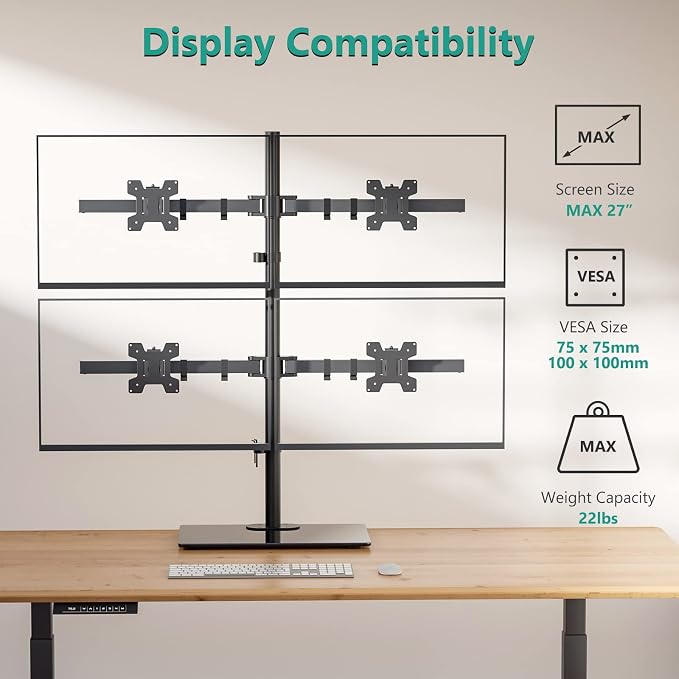 WALI Freestanding Quad Monitor Mount - Image 3