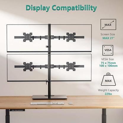 WALI Freestanding Quad Monitor Mount - Image 3