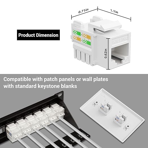 iwillink 10Gbps Cat6 Keystone Jack, RJ45 Keystone Jack 25-Pack and Keystone - Image 4