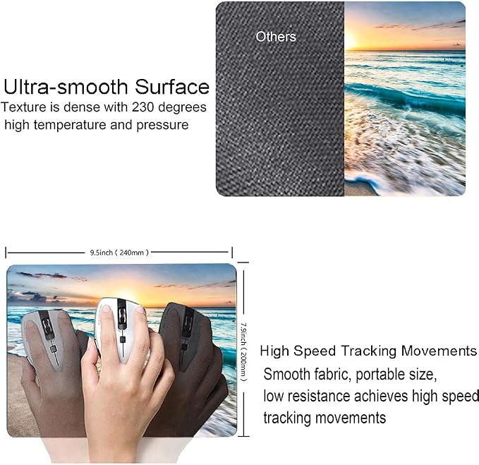 Beach Sunset Washable Square Waterproof Cute Gaming Office Laptop Mousepad - Image 3