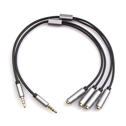 REXUS Grey 2-Pack 3.5mm Y Splitter Stereo Audio Cable 4-Pole Male to 2 Female by REXUS