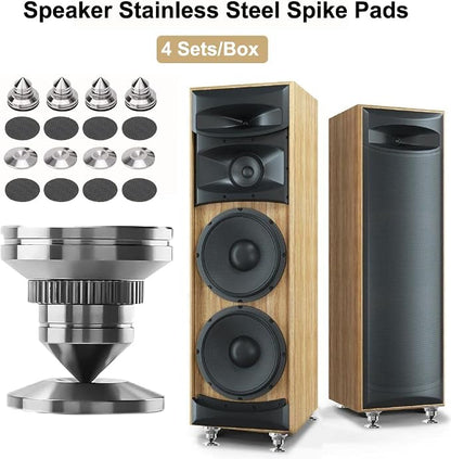 4 Sets Speaker Isolation Stand Feet, Stainless Steel Speaker Base Pads - Image 6