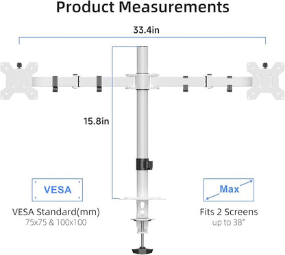 Suptek Dual Monitor Desk Mount, Adjustable Dual Monitor Arm - Image 2