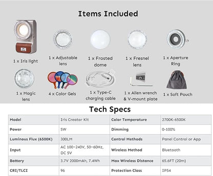 Harlowe Iris Content Creator Lighting Kit 5W Bi-Color Portable LED Light - Image 8
