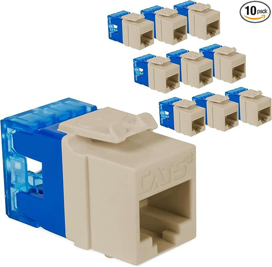 ICC CAT5e Keystone Jack with Slim Profile 180 Degree Punch Down, RJ45 UL Listed by ICC