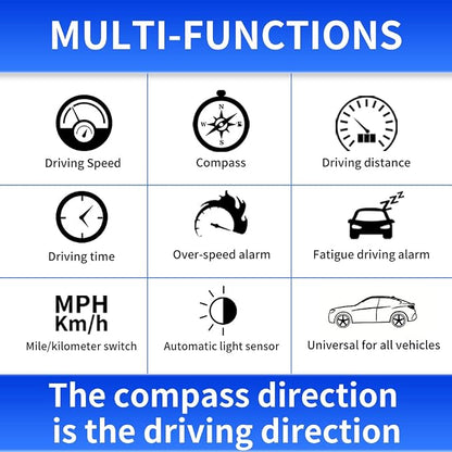 Kingneed HUD Speedometer Odometer Compass Head Up Display GPS Digital Display - Image 5