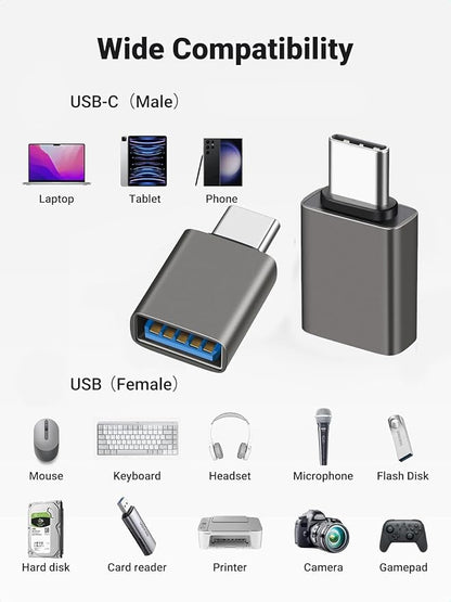 USB C Male to USB A Female OTG Adapter, USB 3.2 GEN2 10Gbps High-Speed Data PD - Image 4