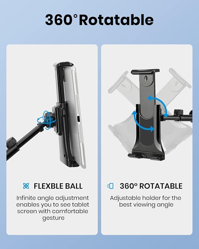 Moukey Tablet Holder for Microphone Stand, Adjustable Mic Music Stand Phone - Image 2