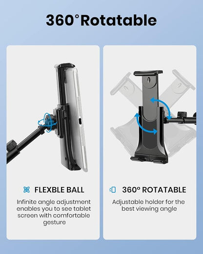 Moukey Tablet Holder for Microphone Stand, Adjustable Mic Music Stand Phone - Image 2