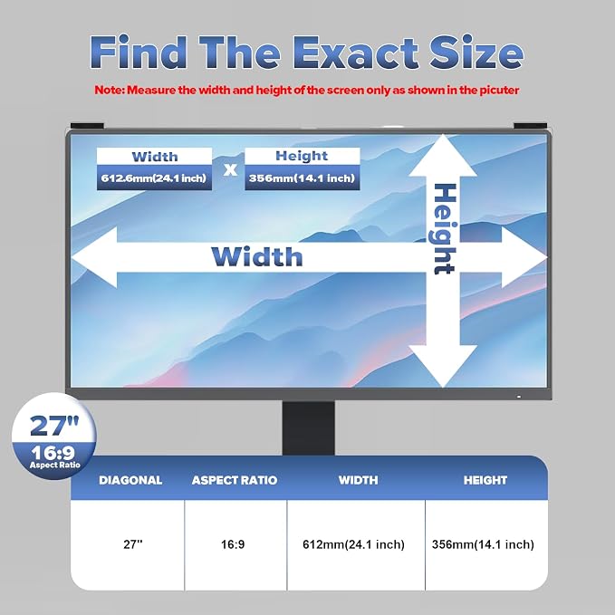 Computer Privacy Screen Filter 27 Inch, 9H Hardness Hanging Computer Screen - Image 4
