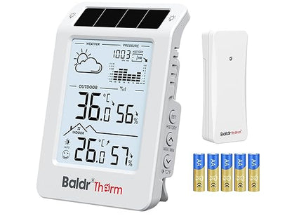 BaldrTherm Outdoor Indoor Thermometer Wireless Weather Station, Dual-Zone by BaldrTherm