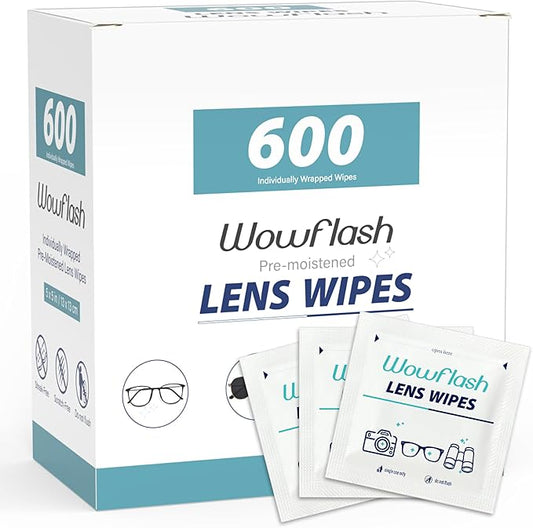 600 Count Lens Wipes for Eyeglasses, Eyeglass Lens Cleaning Wipes Pre-moistened by Wowflash