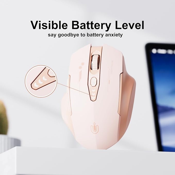 Bluetooth Mouse, Visible Battery Level, Tri-Mode Rechargeable Ergonomic Mouse - Image 3